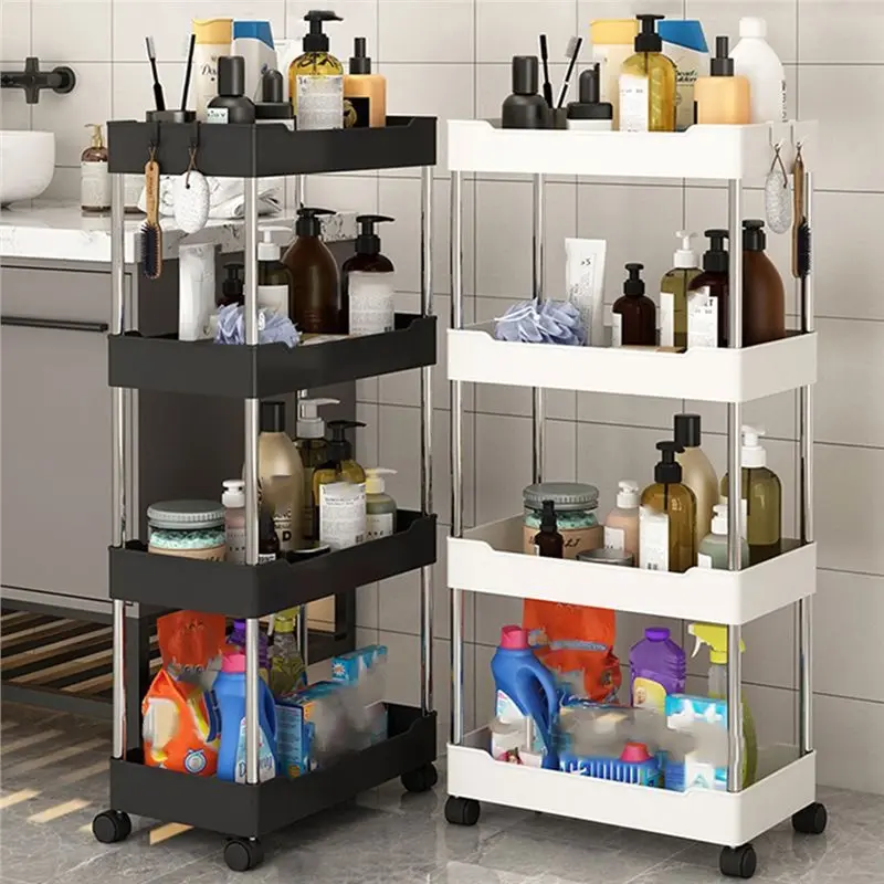 ABMR-4 Tier Rolling Cart Organizer Storage Cart Plastic Rolling Cart Black