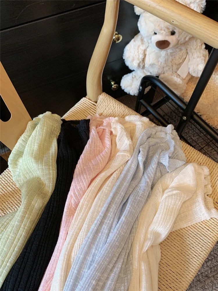 レーストリム 1 ボタン長袖クロップトップ半袖オープンフロントリブニットカーディガン女性 2025 セーター夏フェアリーコア