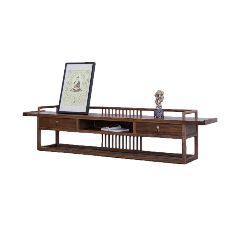 LMM new Chinese TV cabinet, Song-style aesthetic simple living room Zen floor cabinet low cabinet