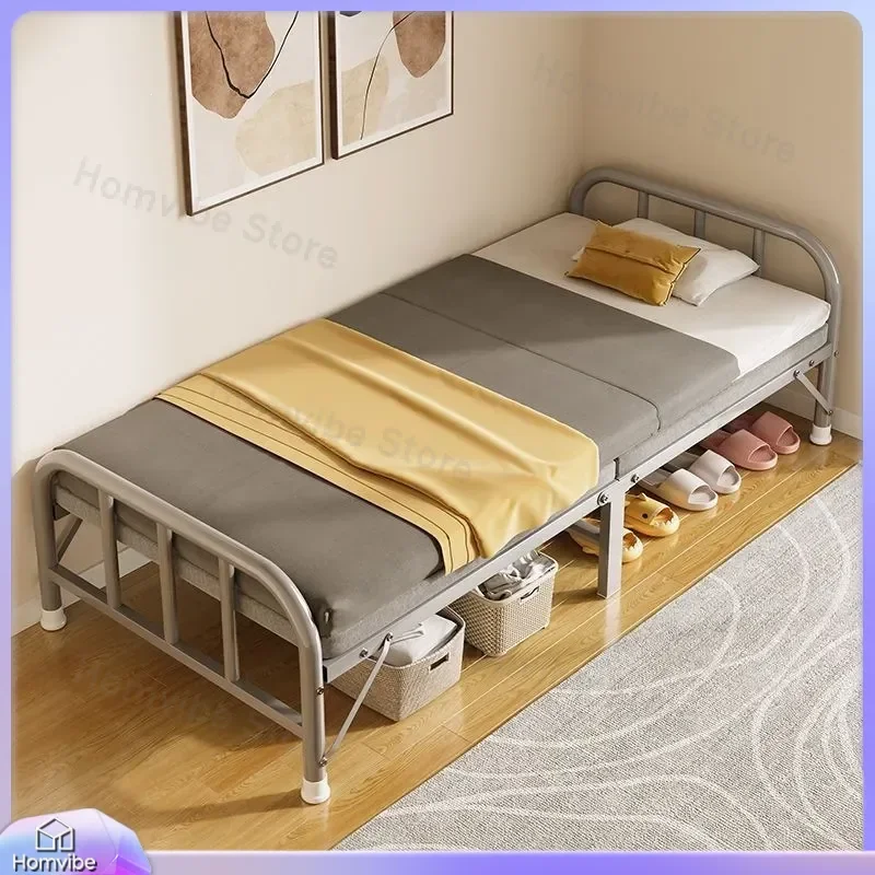 Folding Bed for Office Siesta Single Household Simple  Dormitory Small Bed for Rental House Accommodation Iron Bed