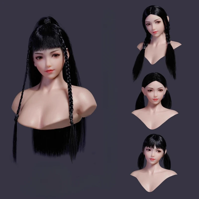 YMTOYS 1/6 Scale Asian Female Head Carving Mengmeng YMT100 Movable Eyes Design for 12inch PH TBL Pale Skin Doll Body