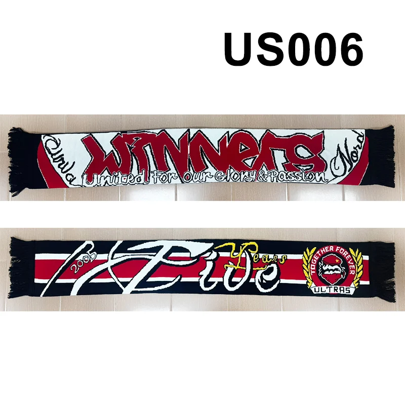 125*20 cm Size Ultras Spirit Winners 2005 5 Years Elastic Scarf for Fans Double-faced Knitted US006