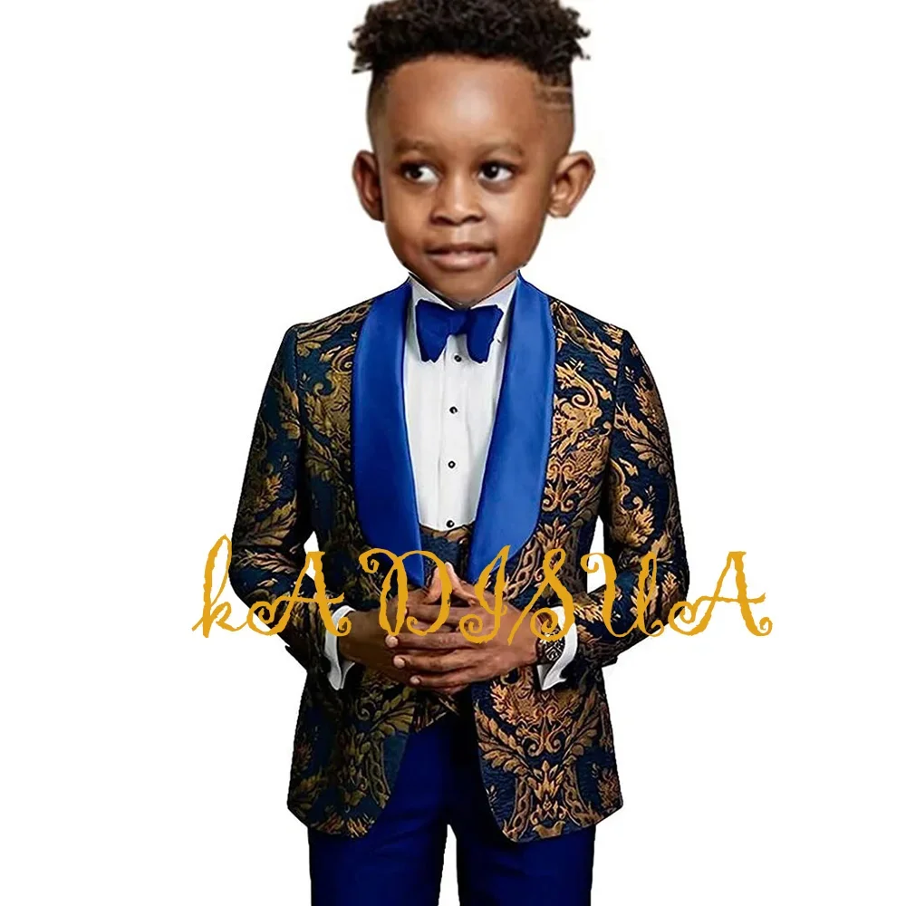 

Boys' Fashion Embroidered Suit 3-piece Set (Jacket+Pants+Vest) New Children's Handsome Gentleman Clothing Set