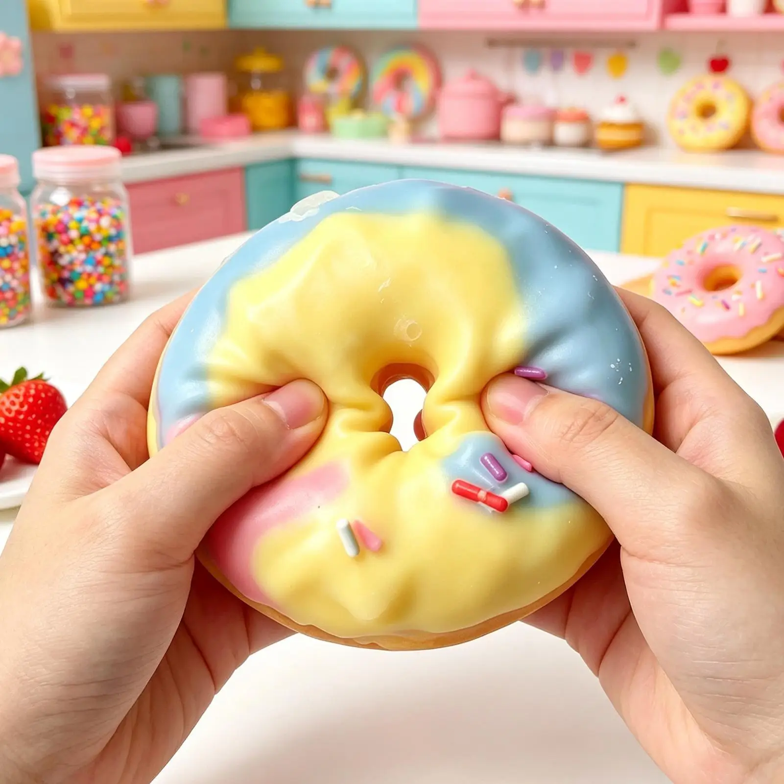 Crunchy Stress Ball Anti-Stress Toy Donut Stress Ball Toys Slow Rebound Squeeze Toy Silent Stress Relief Hand Sensory Toys