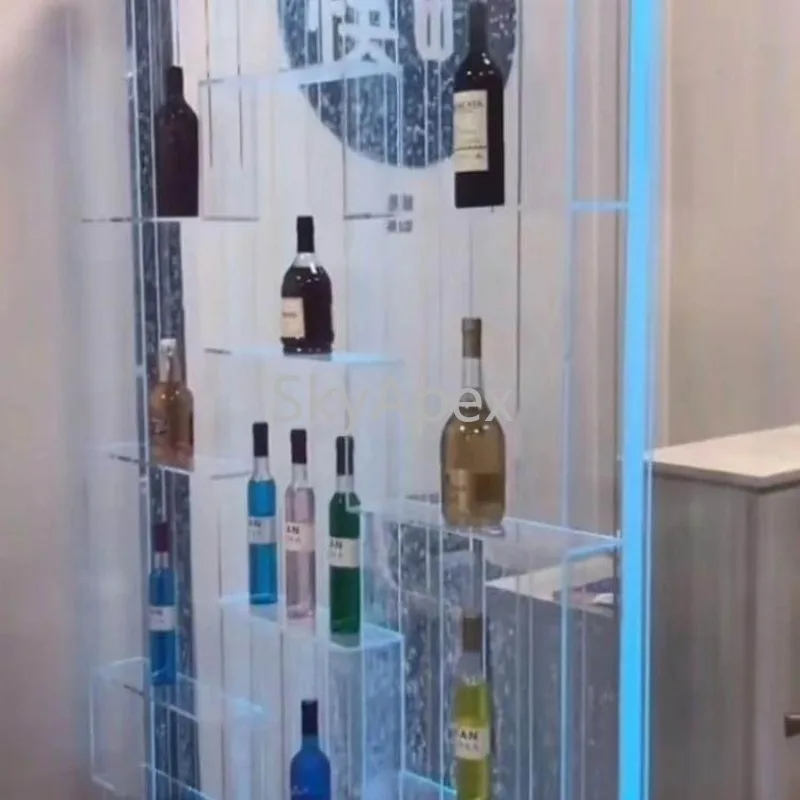Acrylic Water Curtain Screen Partition Wall - Light-up Silent Bubble Water Feature for Porch Guest Restaurant Wine Cabinet Decor