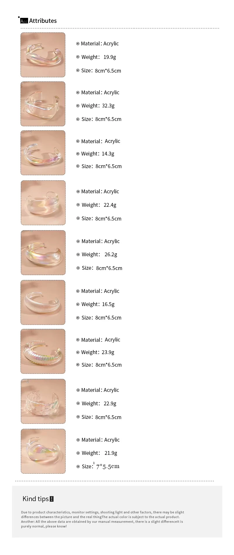 Böhmen Transparent Bunte Acryl Öffnung Armreif für Frauen Unregelmäßige Große Breite Manschette Armband Neue Trend Paar Schmuck F – Detail 1