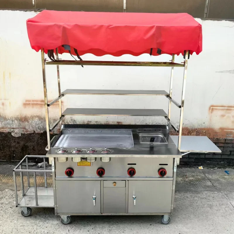 custom.2026 Hot Selling Factory Outlet Stall Artifact Multipurpose  Mobile Stainless Steel  Street Food  Snack Trolley Handcart