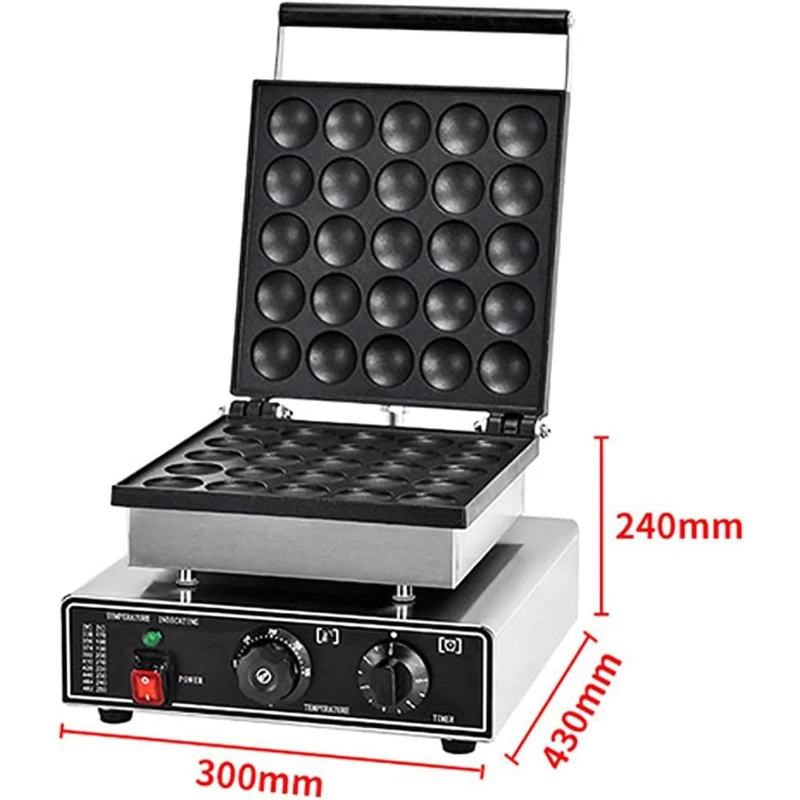 25pcs Dutch Pancake Baker Maker with Heating Indicator Light and Non-stick Pancake Pan 50-300℃
