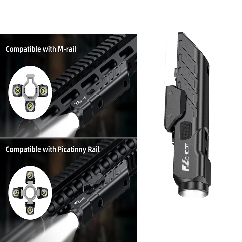 

EZshoot 1700 Lumens Tactical Flashlight for Rifle with Magnetic Rechargeable Compatible with Picatinny & M-Rail with Strobe Mode