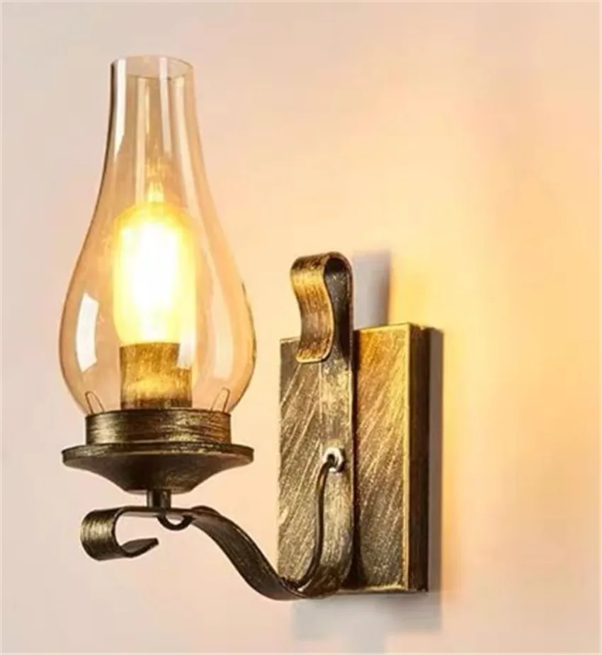 

Vintage Industrial Nordic Mediterranean American Iron Wall Lamp Creative Restaurant Passageway Bar Barn Lantern Lighting