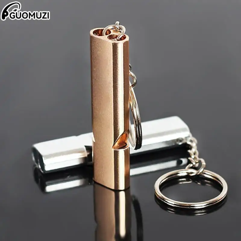 Outdoor Survival Whistle Aluminum Alloy Double Tube Dual-frequency High Volume Hiking Camping First Aid Whistle Outdoors Tool