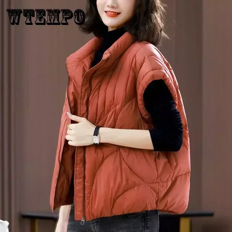 WTEMPO Women\'s Short Sleeve Padded Vest Loose Fall Winter Puffer Jacket Oversized Quilted Outwear Waistcoat Ladies Padded Gilet