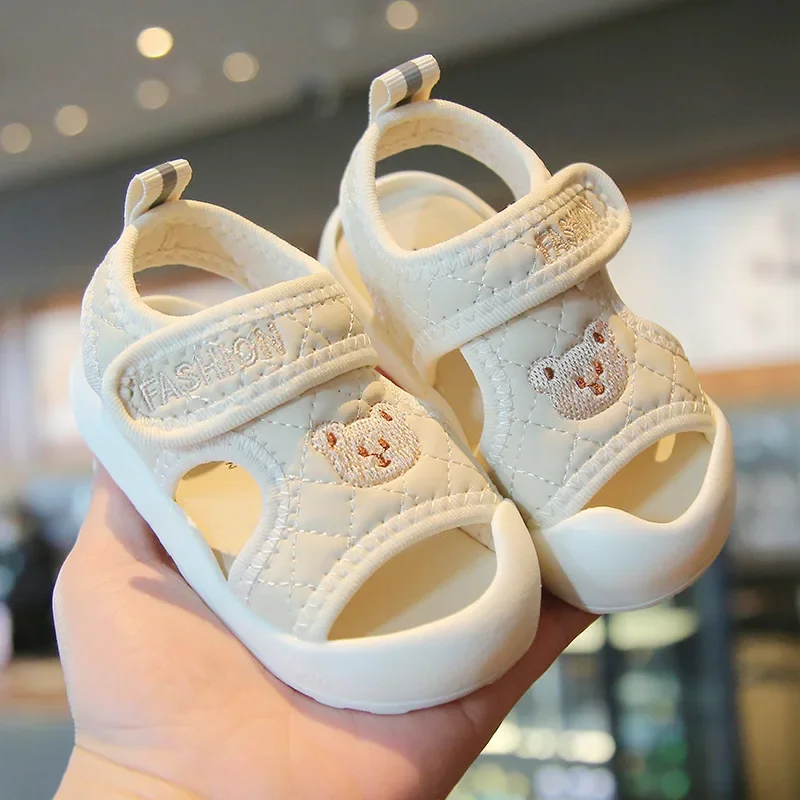 Sapato de toe fechado com sola macia antiderrapante infantil, baby sandals, meninos, meninas, infantil, crianças, criança, novo, verão