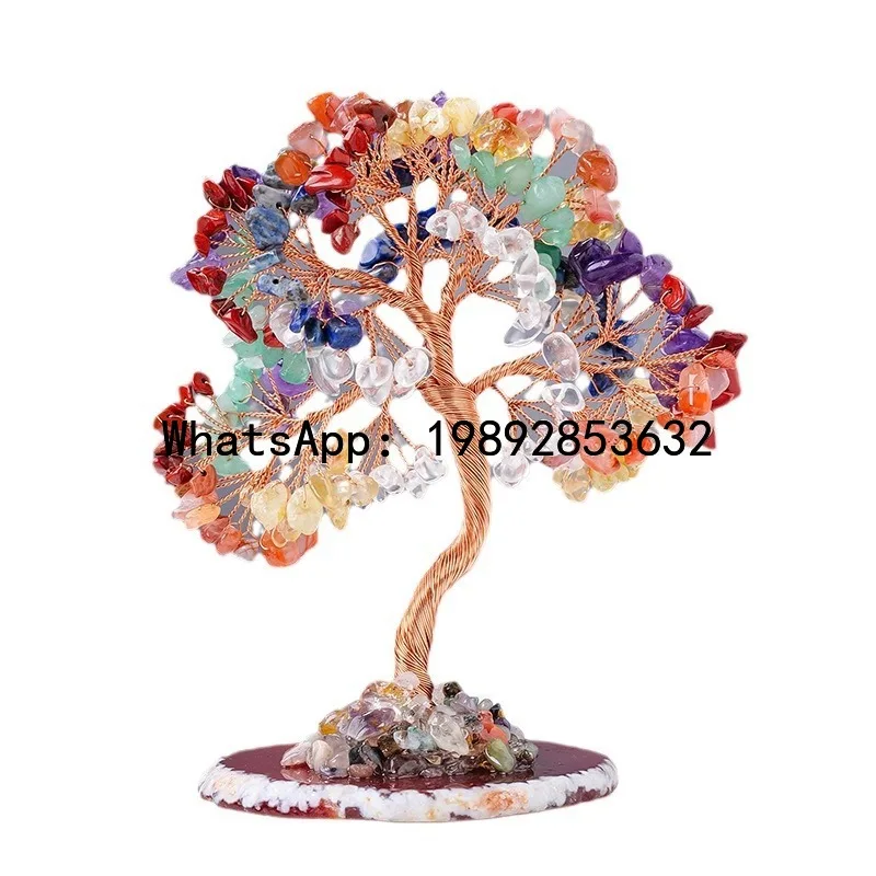 ZK Crystal Tree Ornament with Base Fortune Tree Amethyst Citrine Money Tree Colorful Crushed Stone