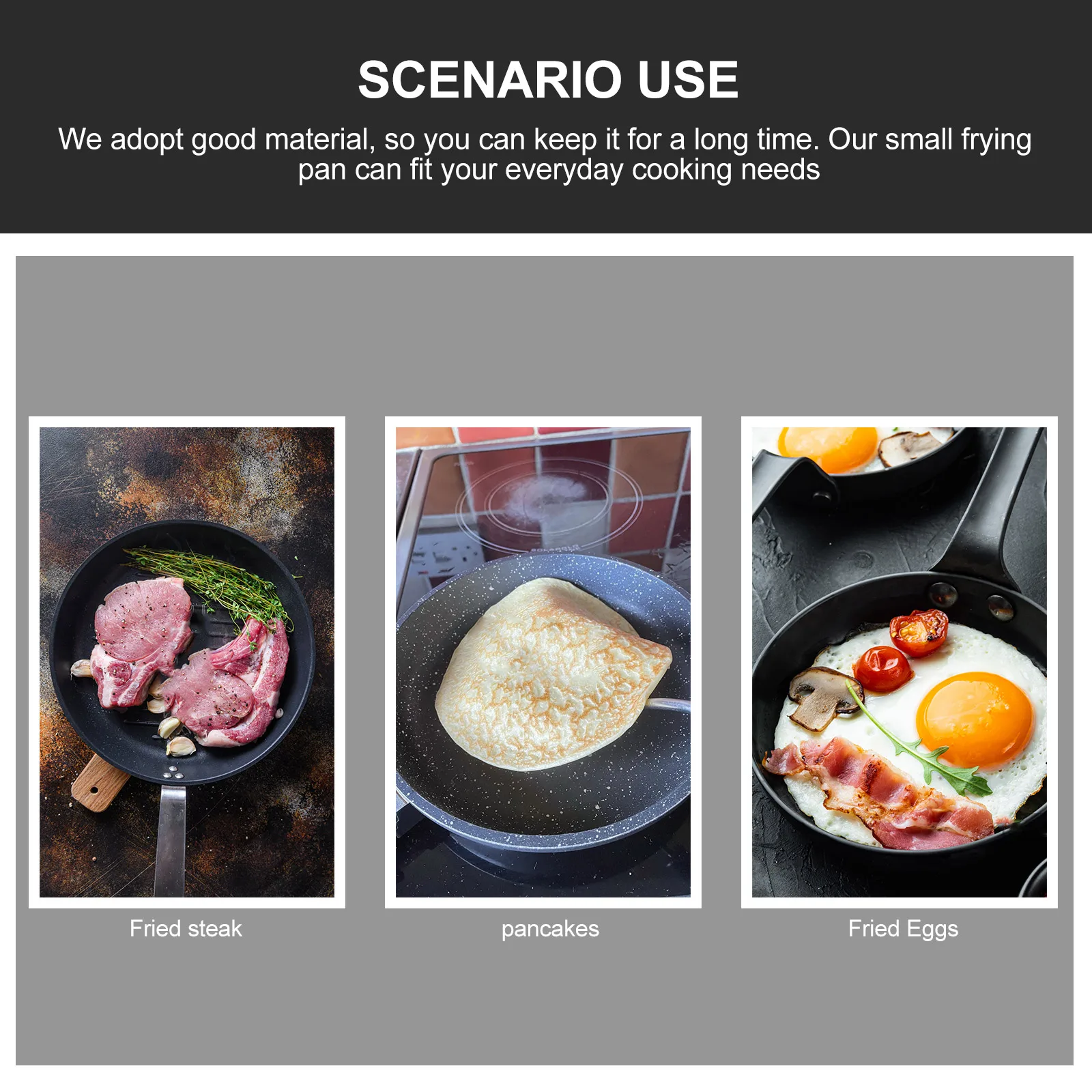 

2 Pcs Non-stick Egg Pan Small Frying Stir Pancake Eggs Cooking Breakfast Ideal BBQ Potatoes Scrambled Steaks Kitchen Helper