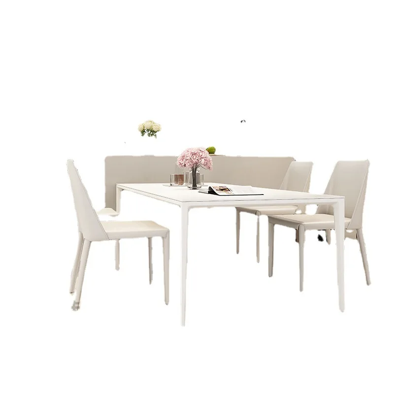 

Delifeng rock slab dining table household small apartment Italian modern simple aluminum alloy rectang