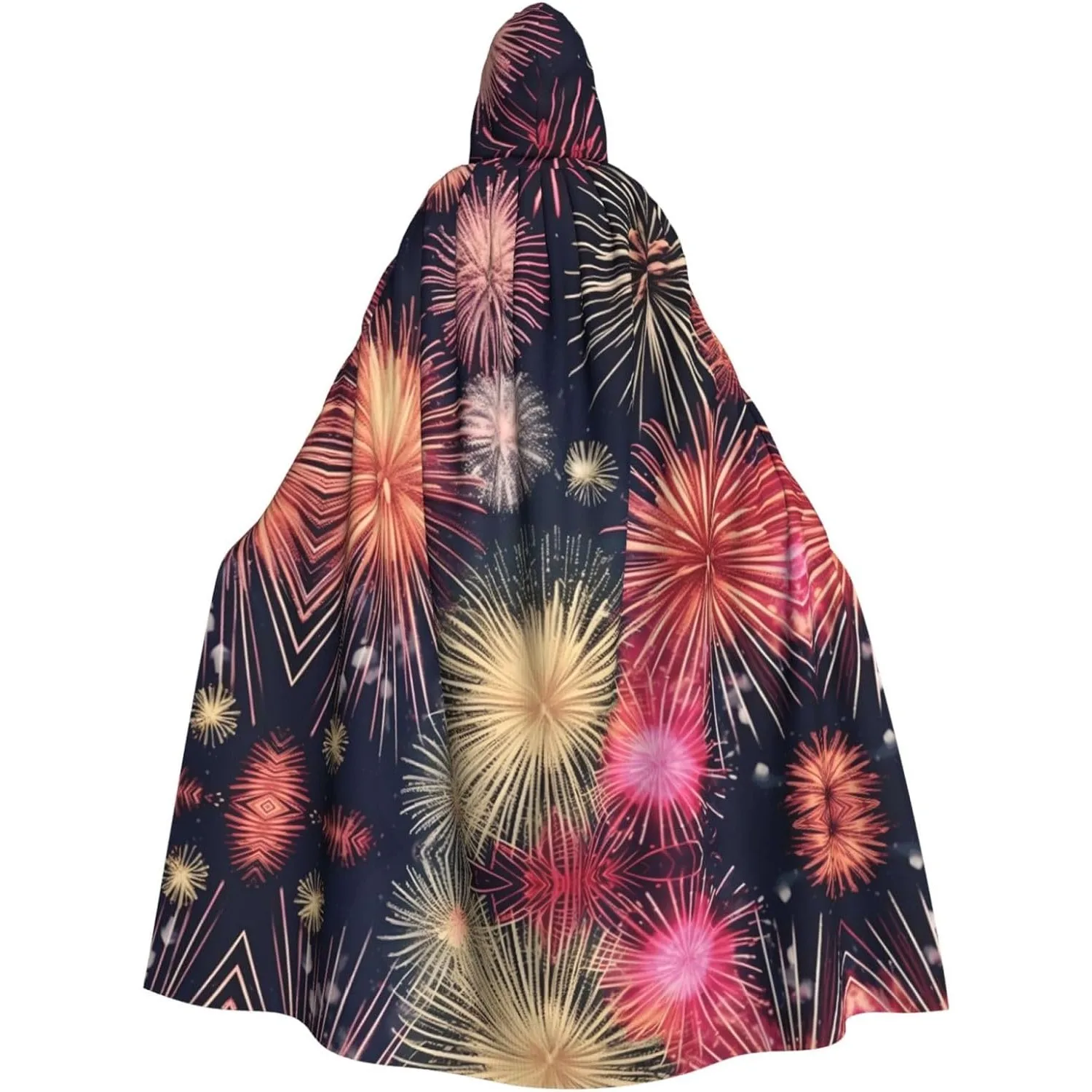 

Красивый плащ с капюшоном для взрослых с принтом фейерверка и накидкой ведьмы на Хэллоуин, Рождество, костюм для вечеринки