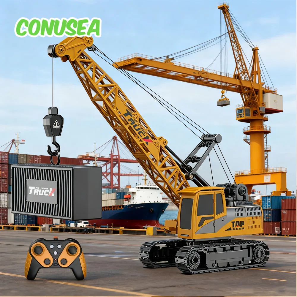 Truk Derek Rc 9/11/13/15Ch Mobil Remote Control Paduan Logam Kendaraan Teknik Mainan Radio Kontrol untuk Anak Laki-laki Hadiah Natal