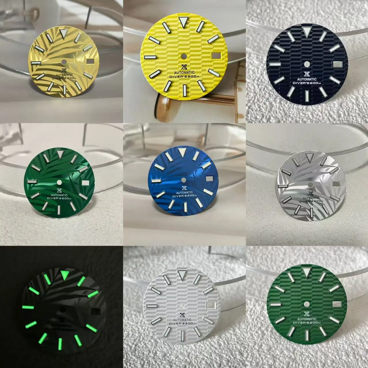 

Leaf Green Light 28.5mm S Logo dial NH35 Suitable for dial nh36 Movement Watch Accessories Repair Tool Diameter 29mm S logo dial