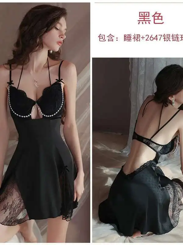 背中の開いたディープ V サスペンダーノースリーブセクシーなレースメッシュ透明ドレス純粋な欲望カジュアルスタイル女性のためのエレガントな魅力的な UBSB