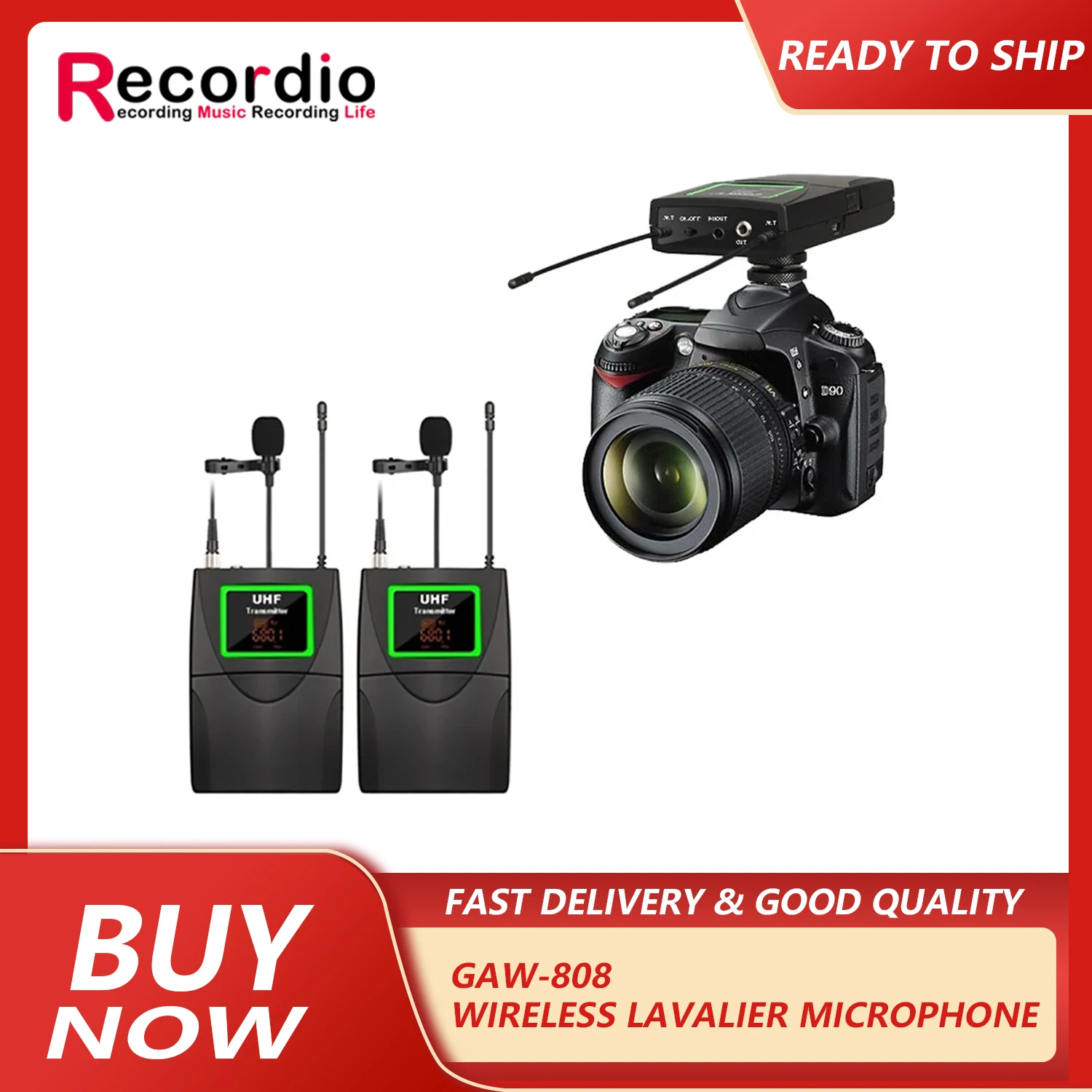 GAW-808 Wireless Microphone System With Lavalier Microphone Can Be Used With Mobile Phone Camera Video Camera