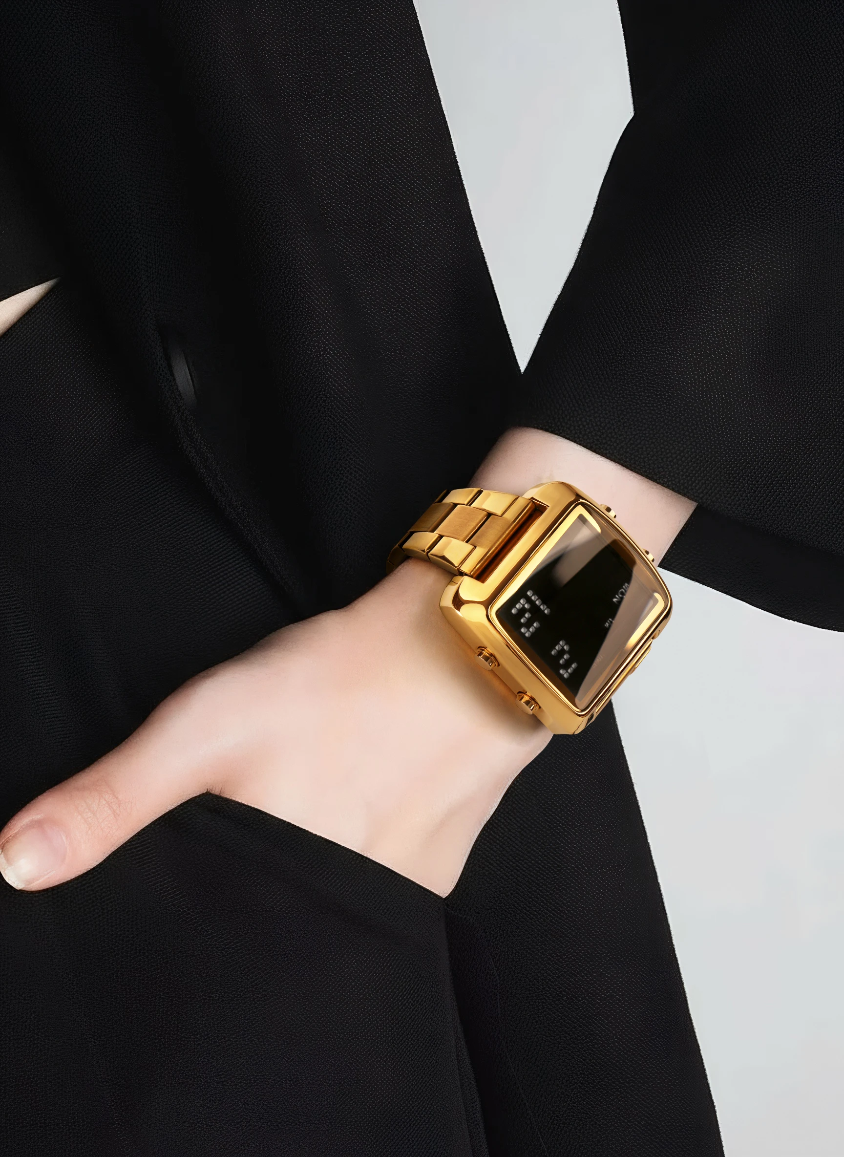 Binda Women's Stainless Steel LED Digital Watch Waterproof Fashion Business Electronic Wristwatch Reloj Mujer