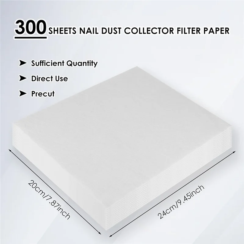 A44T 300 Sheets Nail Dust Collector Filter Paper: Disposable Dust Vacuum Filter For Most Nail Dust Fan Extractor Machine
