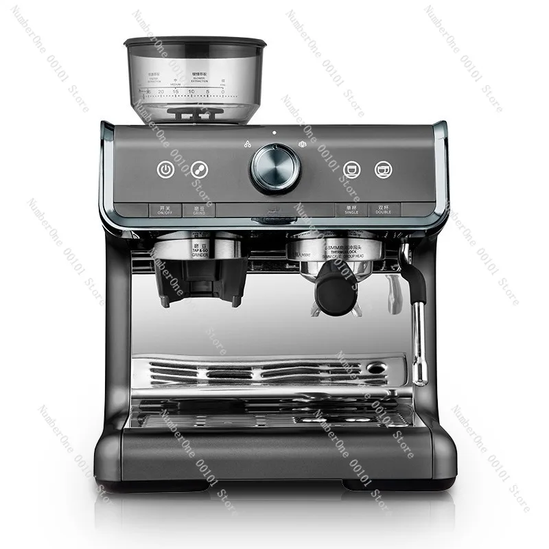 Retro Style Semi Automatic Espresso Coffee Machine with Milk Frother Grinder All in One Italian Home Barista Maker Steam Wand