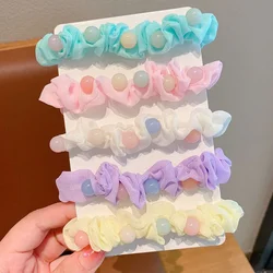 Sweet Candy Color Bead Hair Ties Girls High Elasticity Scrunchie Cute Hairbands Multi Functional Hair Rope Kids Hair Accessories