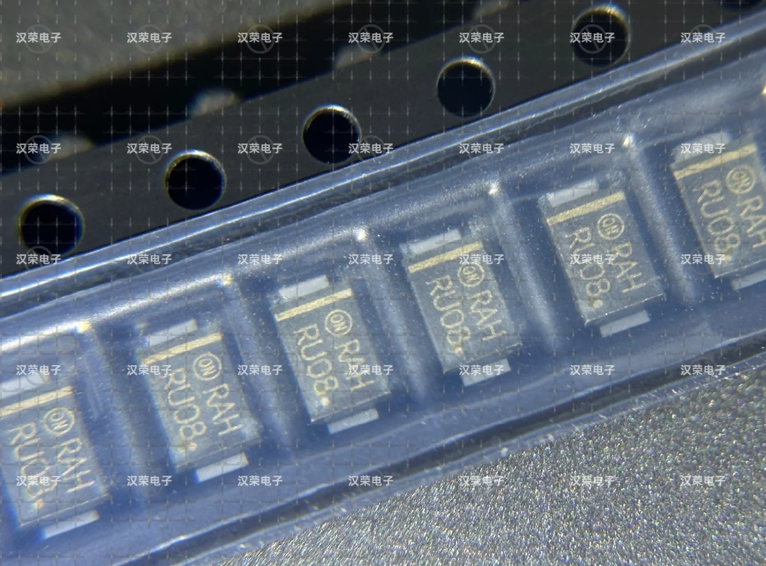 MBRAF360T3G with silk-screened RAH, packaged as SMAFL, featuring 60V 4A capacity, brand-new Schottky diode.