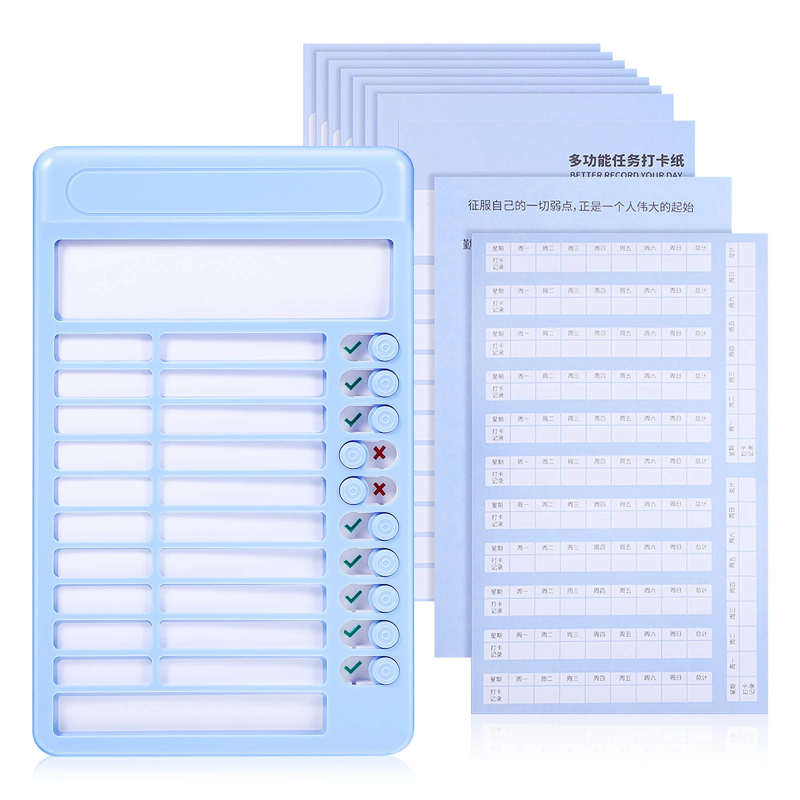 

Blue Habit Tracker Board Clear Layout Smooth Slider Wall Desk Daily Routine Chart For Household Chores Visual Schedule