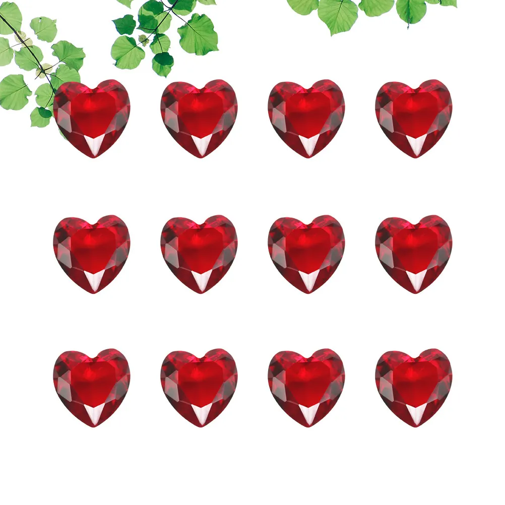 20Pcs Heart Shaped Glass Elegant Decorative Ornaments for Wedding Home Bridal Shower Red Romantic Centerpiece Accent