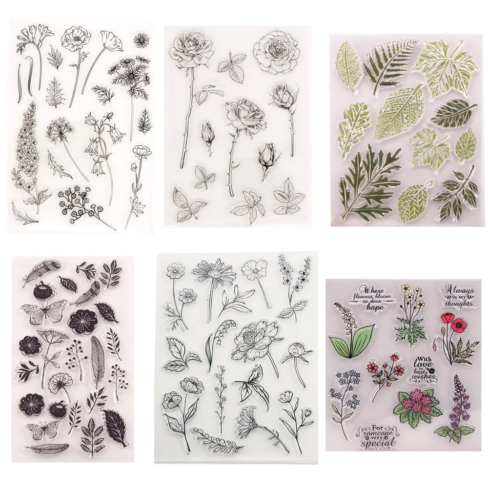 

Hot Sale FLowers and Leaves series Clear Stamps for DIY Craft Making Greeting Card Scrapbooking Photo Album Decorative Sheets