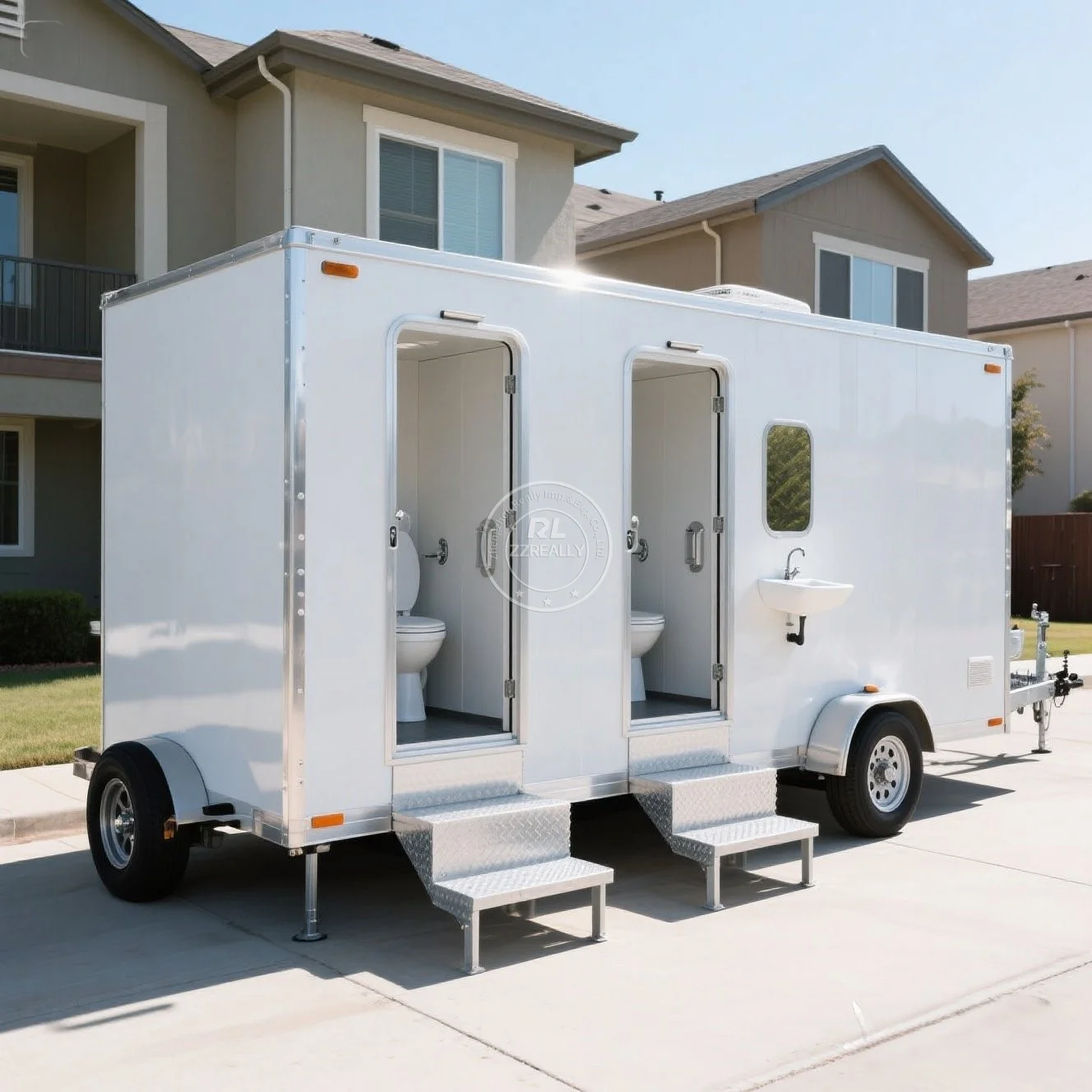 Foldable Staircase Portable Public Toilet and Shower Trailer Luxury Restroom Toilet Trailer  for Outdoor Festivals