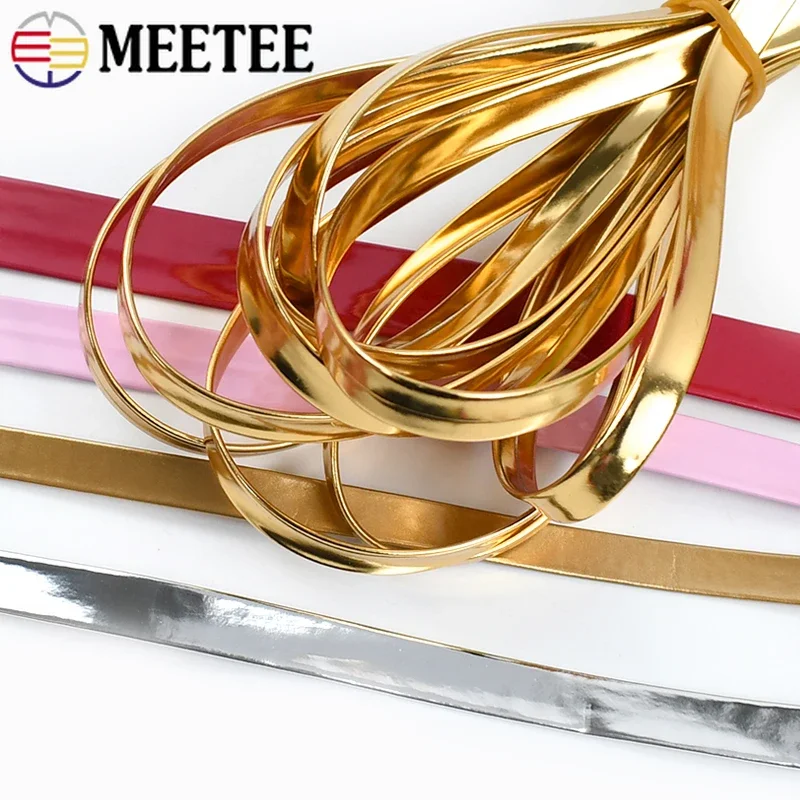 

5M Meetee 5-30mm Faux Leather Ribbon PU Mirror Webbing Cord Necklace Headdress Tape Clothing Edge Band DIY Craft Accessories