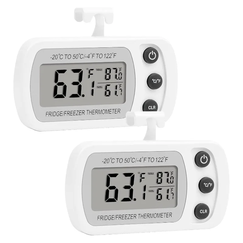 Magnetic Back& Hook Digital Refrigerator Thermometer Large LCD Waterproof Freezer Room Thermometer for Kitchen Home Restaurant
