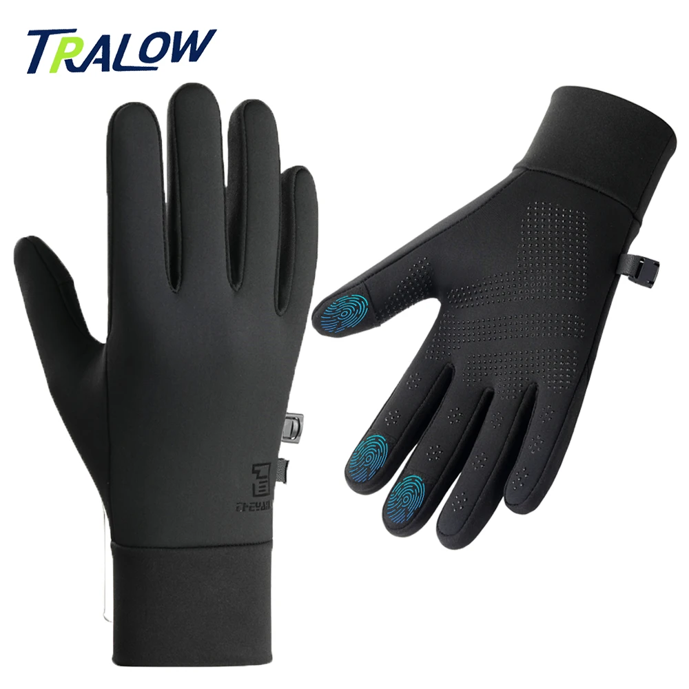 TRALOW  Lightweight Thermal Gloves for Men Women, Anti-Slip Gloves with Fleece Lining, Winter Outdoor Gear for Cycling Running