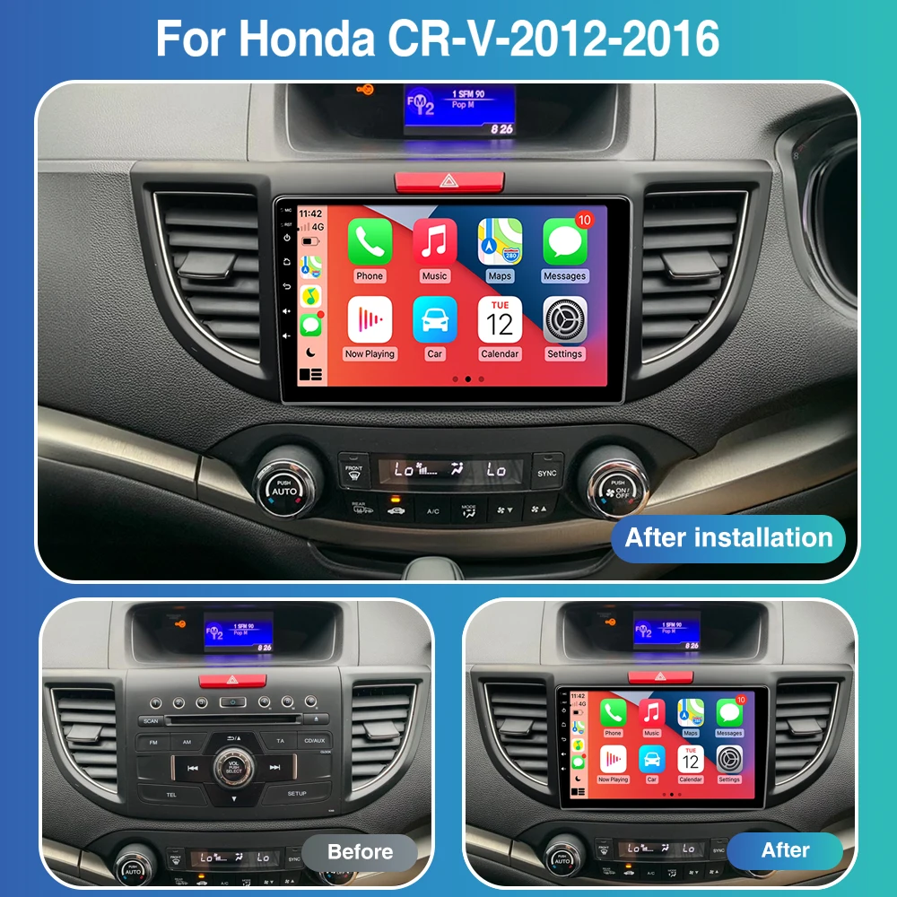 Android 13.0 Car Radio for Honda CR-V 2012-2016 CarPlay and Android Auto Multimedia Player GPS Bluetooth Music Stereo FM RDS