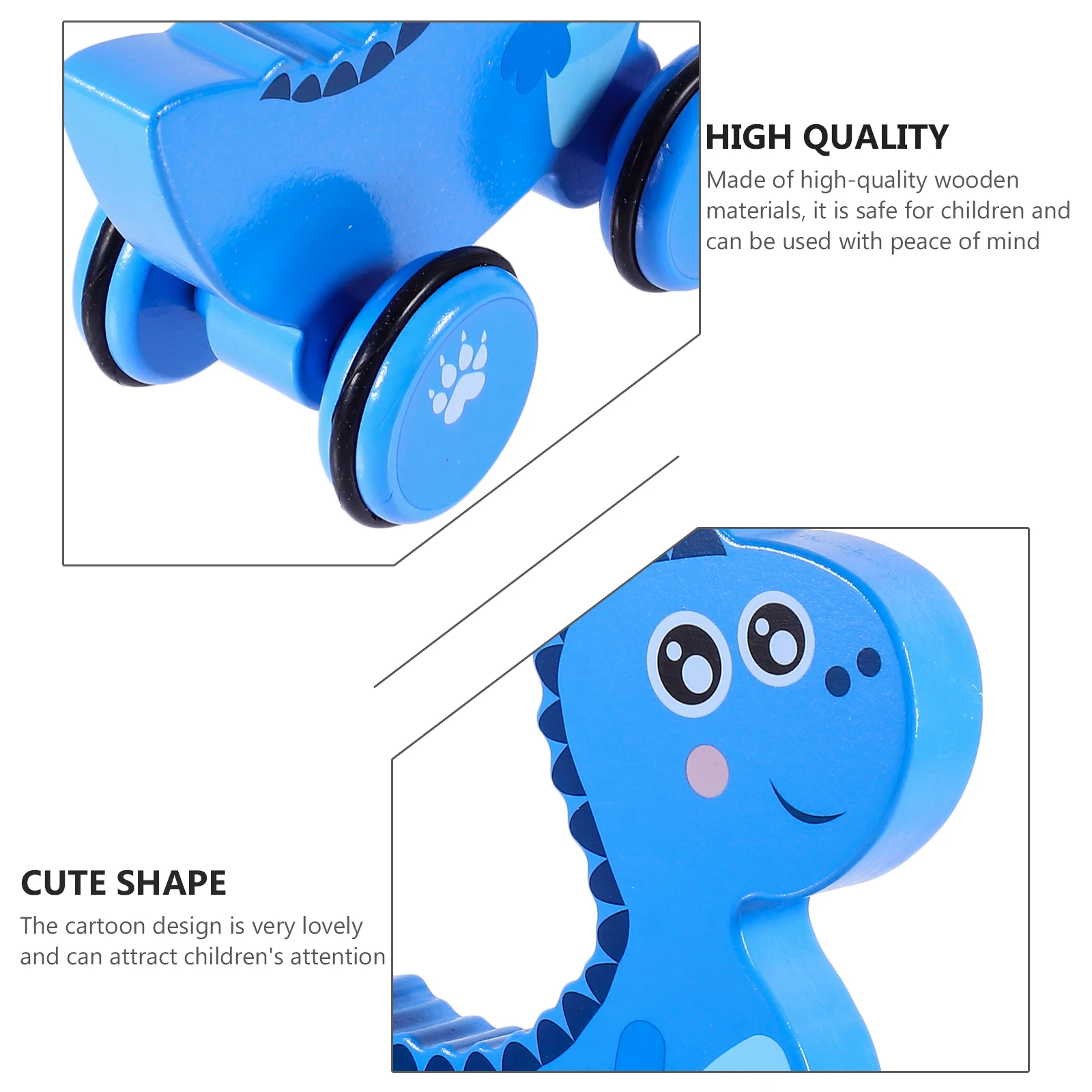 Dinosaur Tow Truck Wooden Toy Toddler Funny The Tractor Pull Along Dragging Walk Learning Pulling Gift