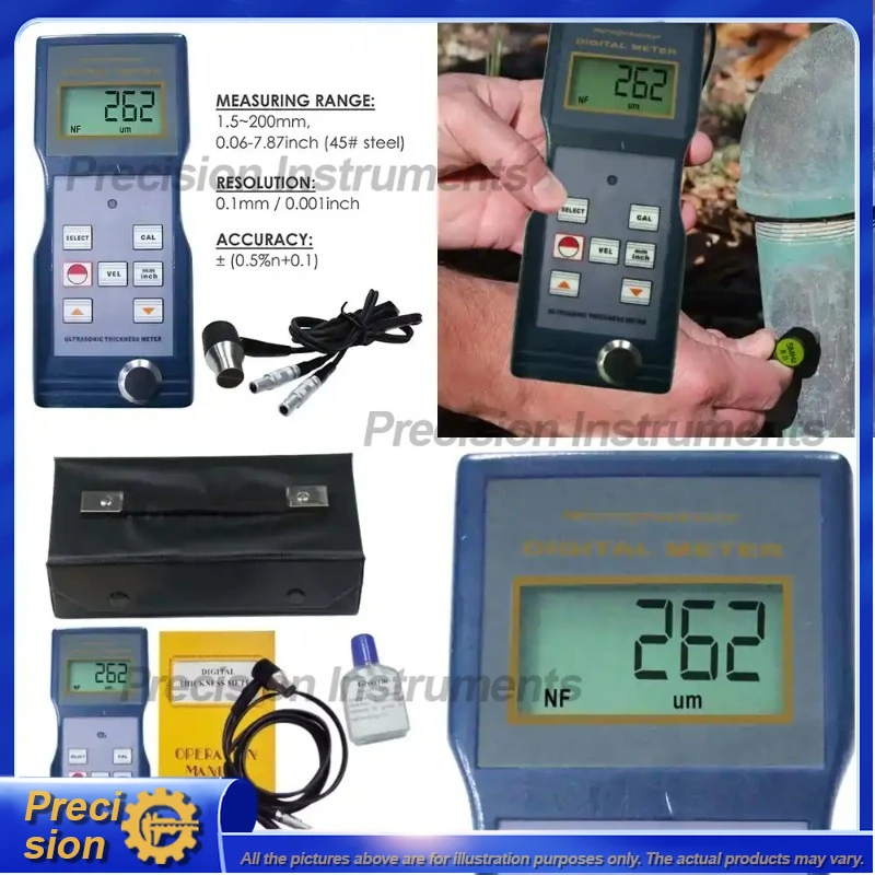 Digital Ultrasonic Thickness Gauge 0.5120mm Range with High Precision Microprocessor LSI Circuit for Boiler Tank Pipeline