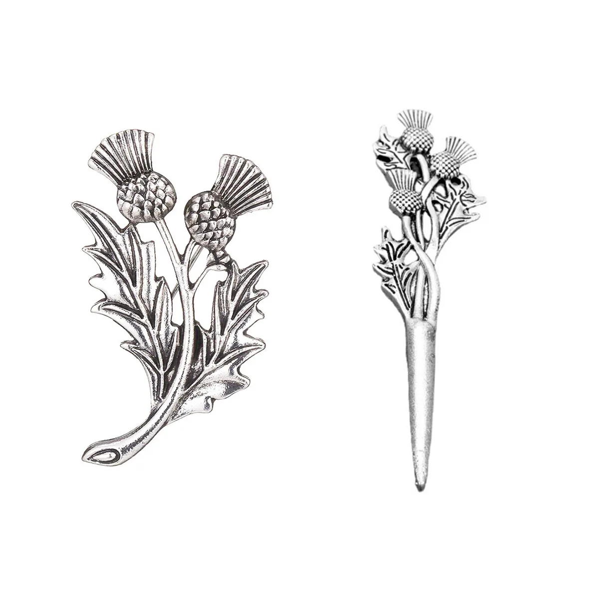 2Pcs/Set Outlander Vintage Scottish Thistle Brooch Lapel Pin Backpack Hat Metal Badge Cosplay Jewelry Accessories Gift