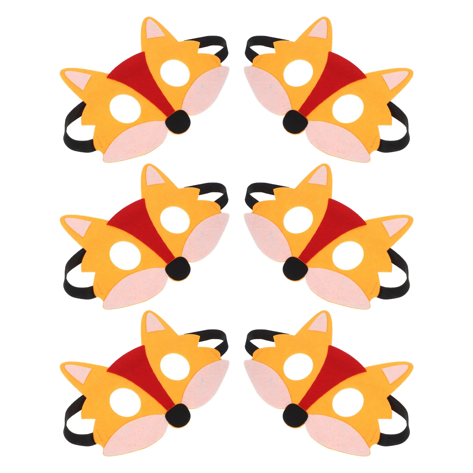 6pcs Fox Felt Half Face Mask Animal Costume Party Cosplay Halloween Mask Prop For Adults Kids Festival Decorations