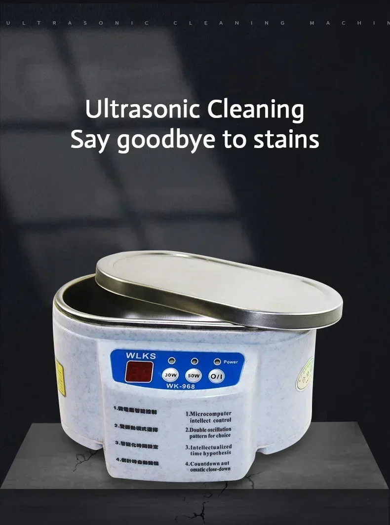 Tragbarer Ultraschallreiniger für Schmuck, Teile, Brillen, Zahnprothesen, Uhren, Vibrations-Dualfrequenzgerät 30W/50W Ultraschallreiniger EU-Stecker 600ml – Detail 7