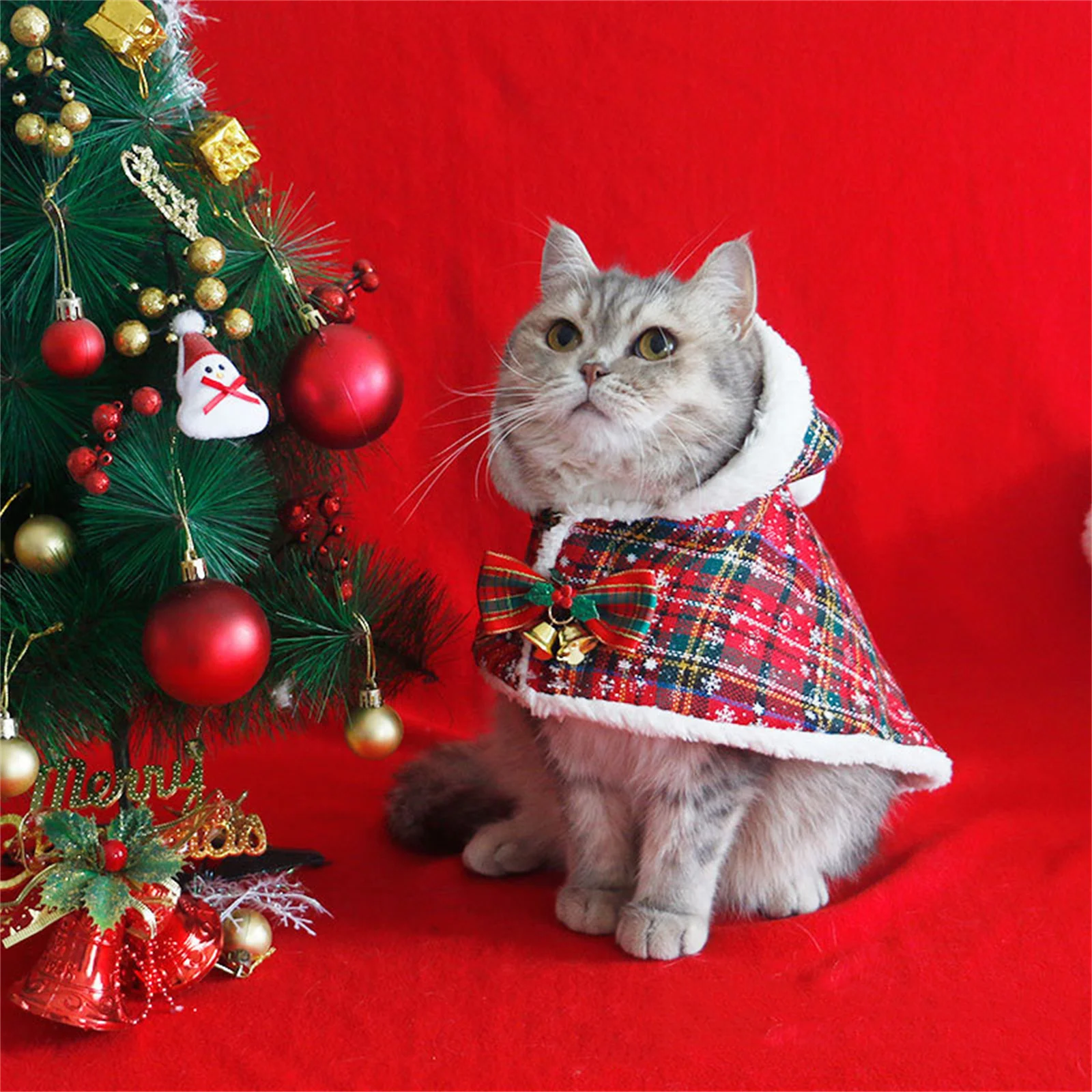 Pet Christmas Cloak Transformed Cat Cape Dress Up Clothes Cozy Hooded Dogs Capes Party