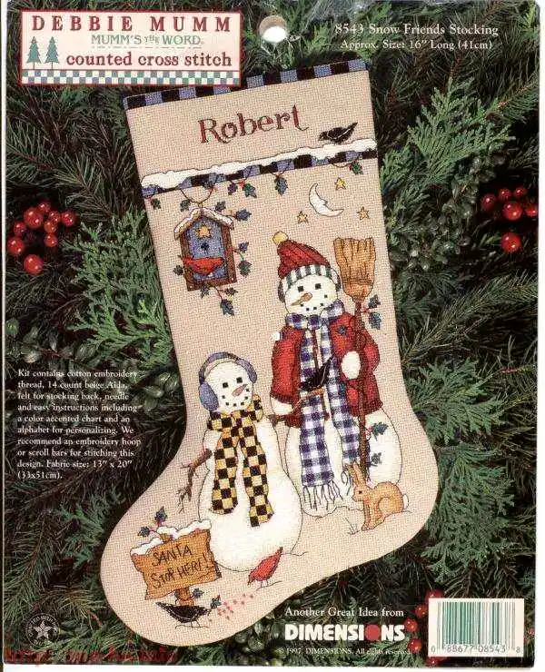 Snowman Christmas Socks Sets, DIY Cross Stitch Kits, Needlework Sets, Embroidery, Needlework, 36-57, 16CT, 14CT, 18CT