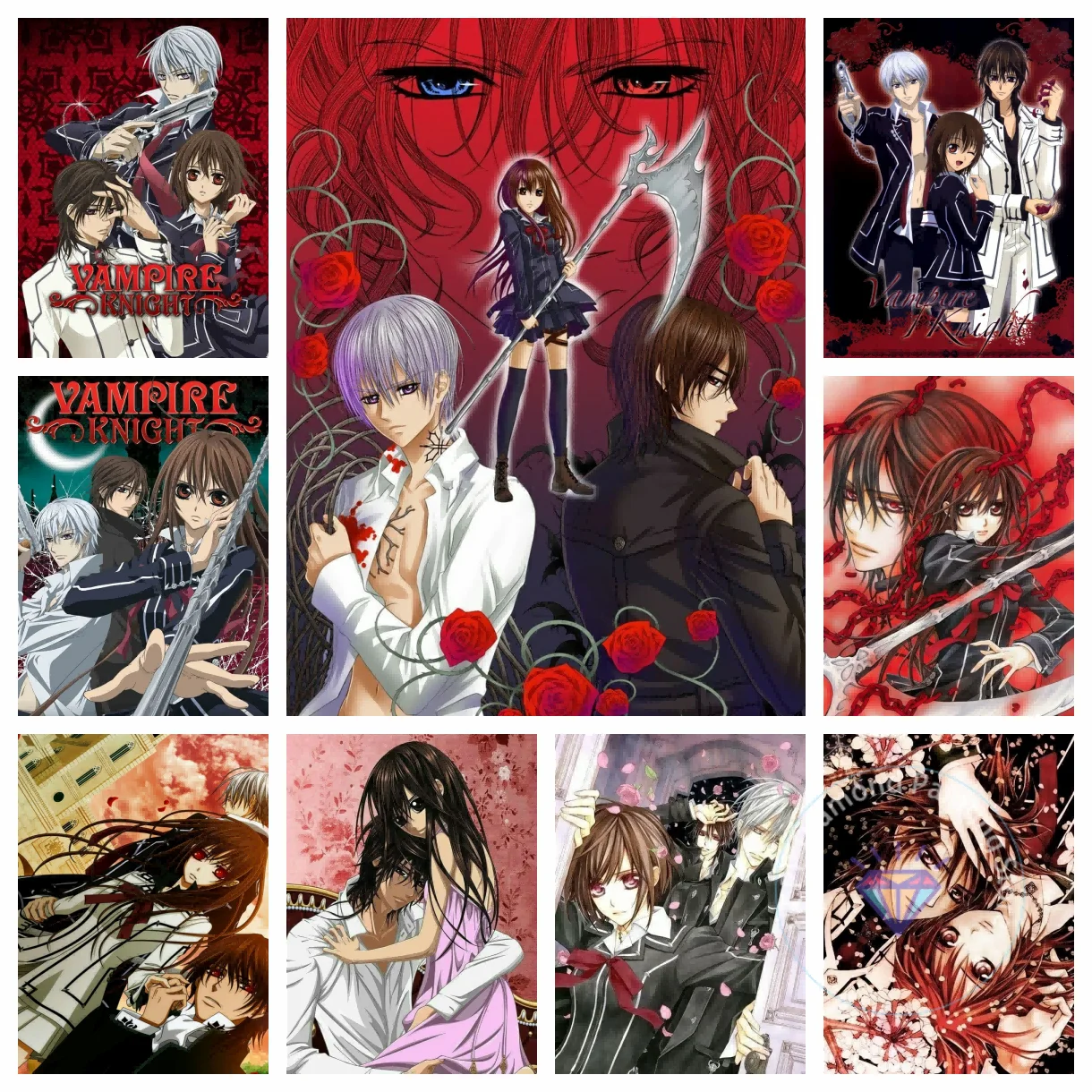 Diamant-Malerei-Set, 5D-DIY, V-Vampir-Ritter, japanisches Anime-Kreuz, handgefertigte Kunst, exquisites Geschenk für Kinder, Kunsthandwerk,