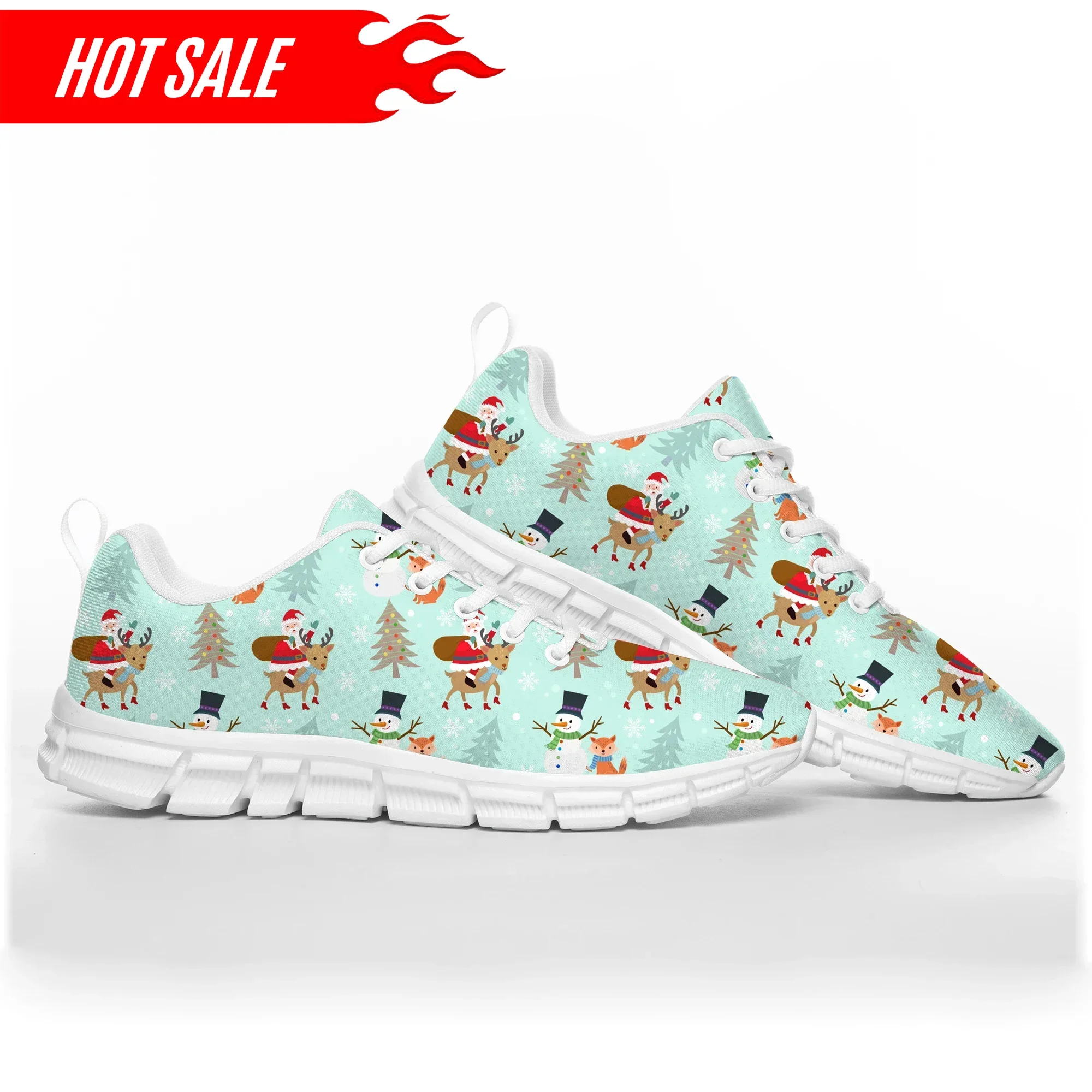 HOT White Snowflake Red Christmas Santa Claus Snowman Sports Shoes Mens Womens Teenager Sneakers Custom Couple Shoes