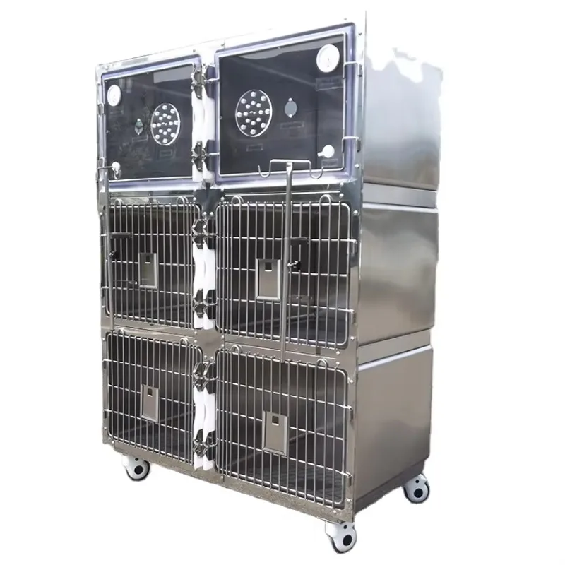 

High Quality 3 Layer 6 Doors 304 Stainless Steel Veterinary Cage Pet Foster Cage Heavy Vet Cages for Sale by Manufacturers