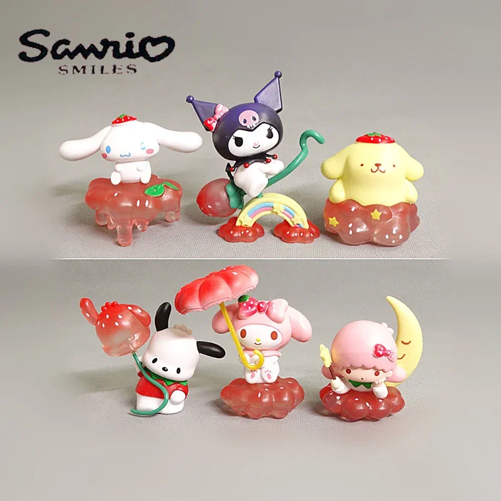 Sanrio 10Cm Figurka Strawberry Shortcake Hello Kitty Anime Cinnamoroll Melody Kuromi Doll Kawaii Diy Cake Christmas Gifts Toy Kid