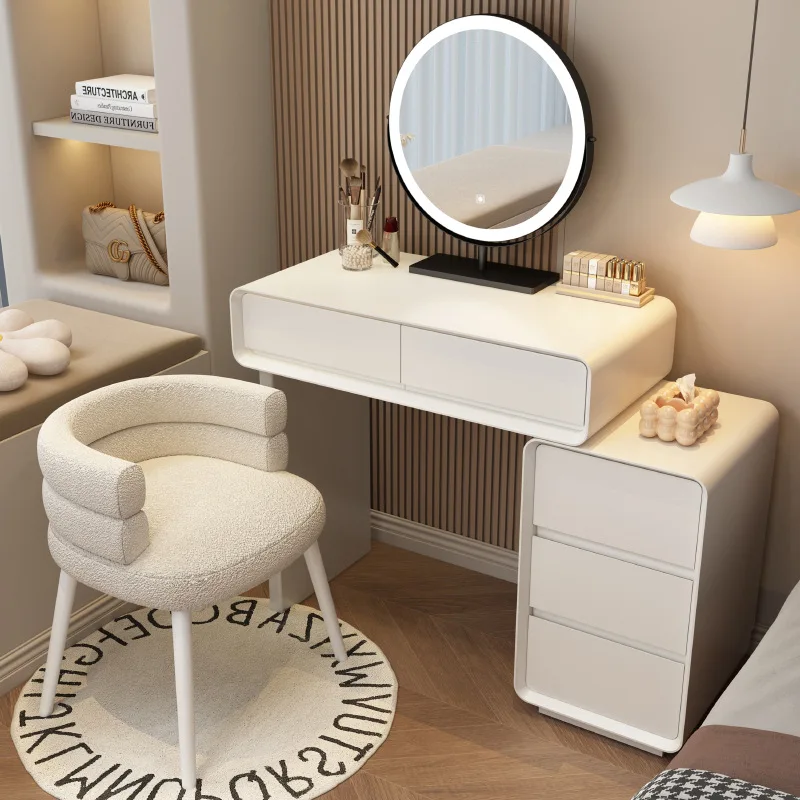 

Small apartment dresser solid wood makeup table cream style bedroom simple modern